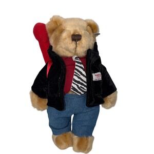 Vintage Hard Rock Cafe Las Vegas Bear Plush Y2K Biker Jacket Zebra Guitar Rock